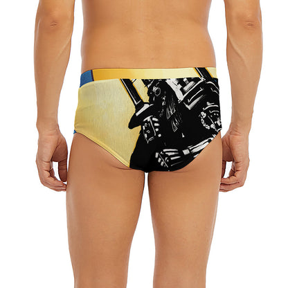 Blue Sky And Golden Sun Samurai Print Men's Briefs