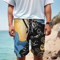 Blue Sky And Golden Sun Samurai Print Men's Cargo Shorts