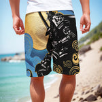 Blue Sky And Golden Sun Samurai Print Men's Cargo Shorts