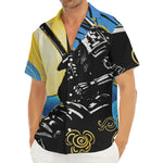 Blue Sky And Golden Sun Samurai Print Men's Deep V-Neck Shirt