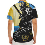 Blue Sky And Golden Sun Samurai Print Men's Deep V-Neck Shirt