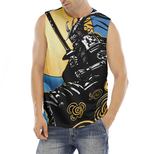 Blue Sky And Golden Sun Samurai Print Men's Fitness Tank Top