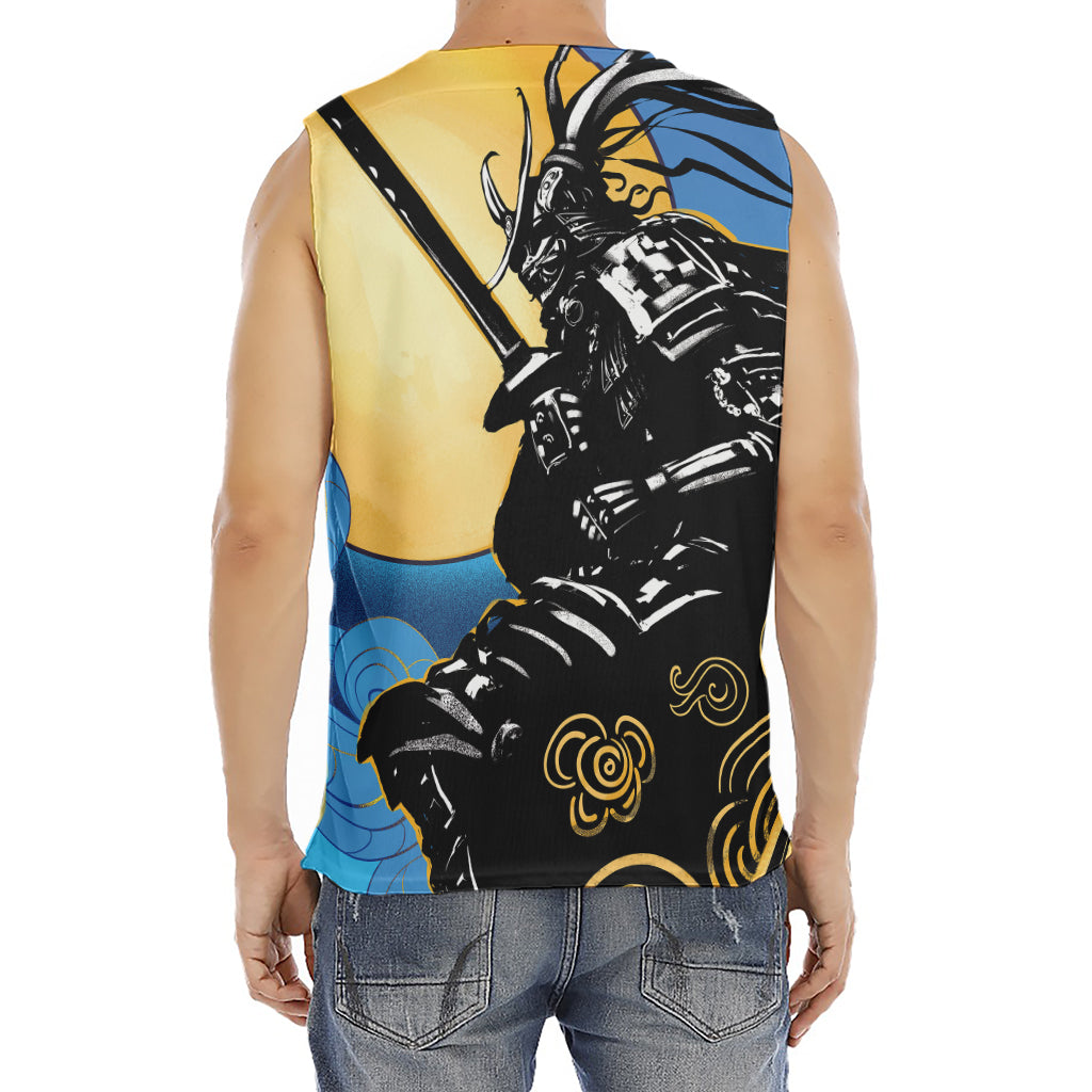 Blue Sky And Golden Sun Samurai Print Men's Fitness Tank Top