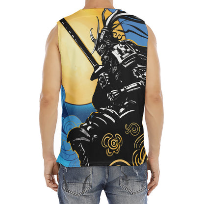 Blue Sky And Golden Sun Samurai Print Men's Fitness Tank Top