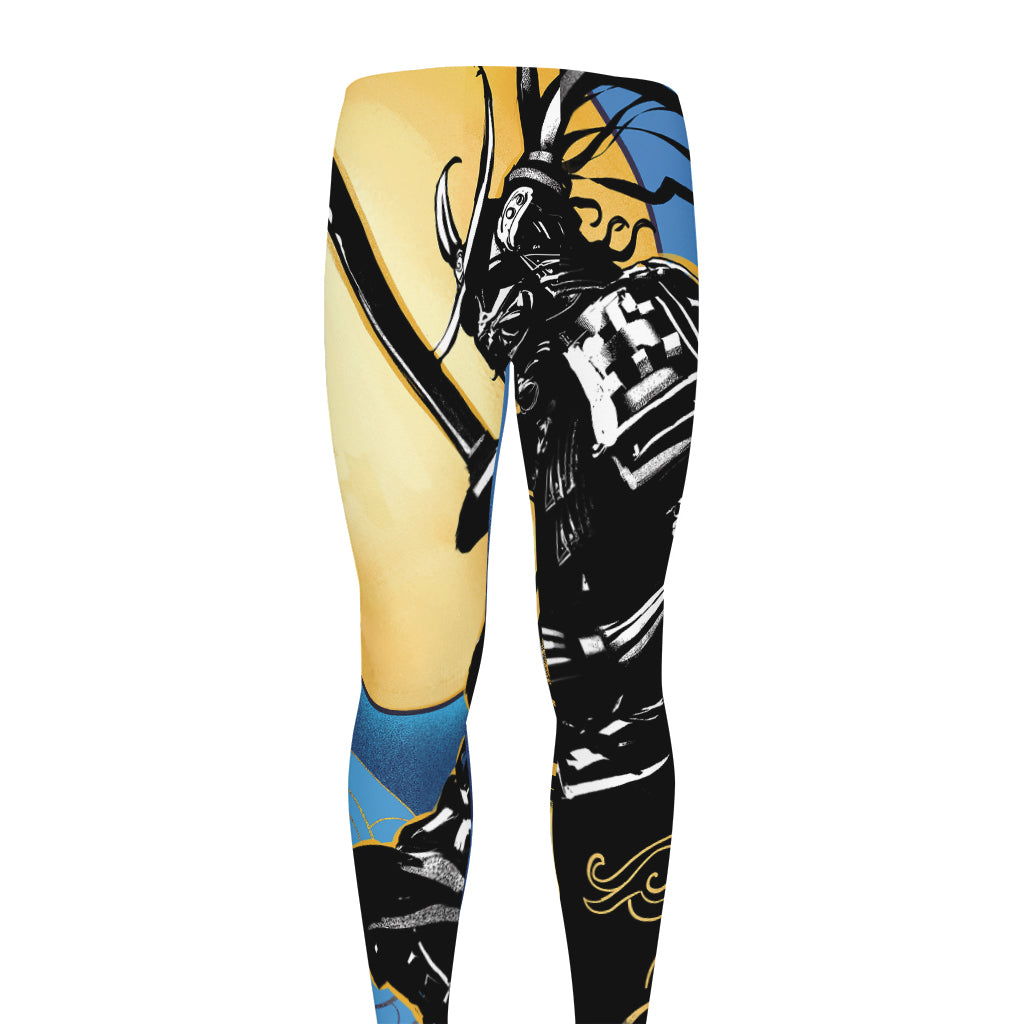 Blue Sky And Golden Sun Samurai Print Men's leggings
