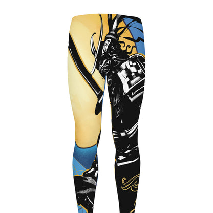 Blue Sky And Golden Sun Samurai Print Men's leggings