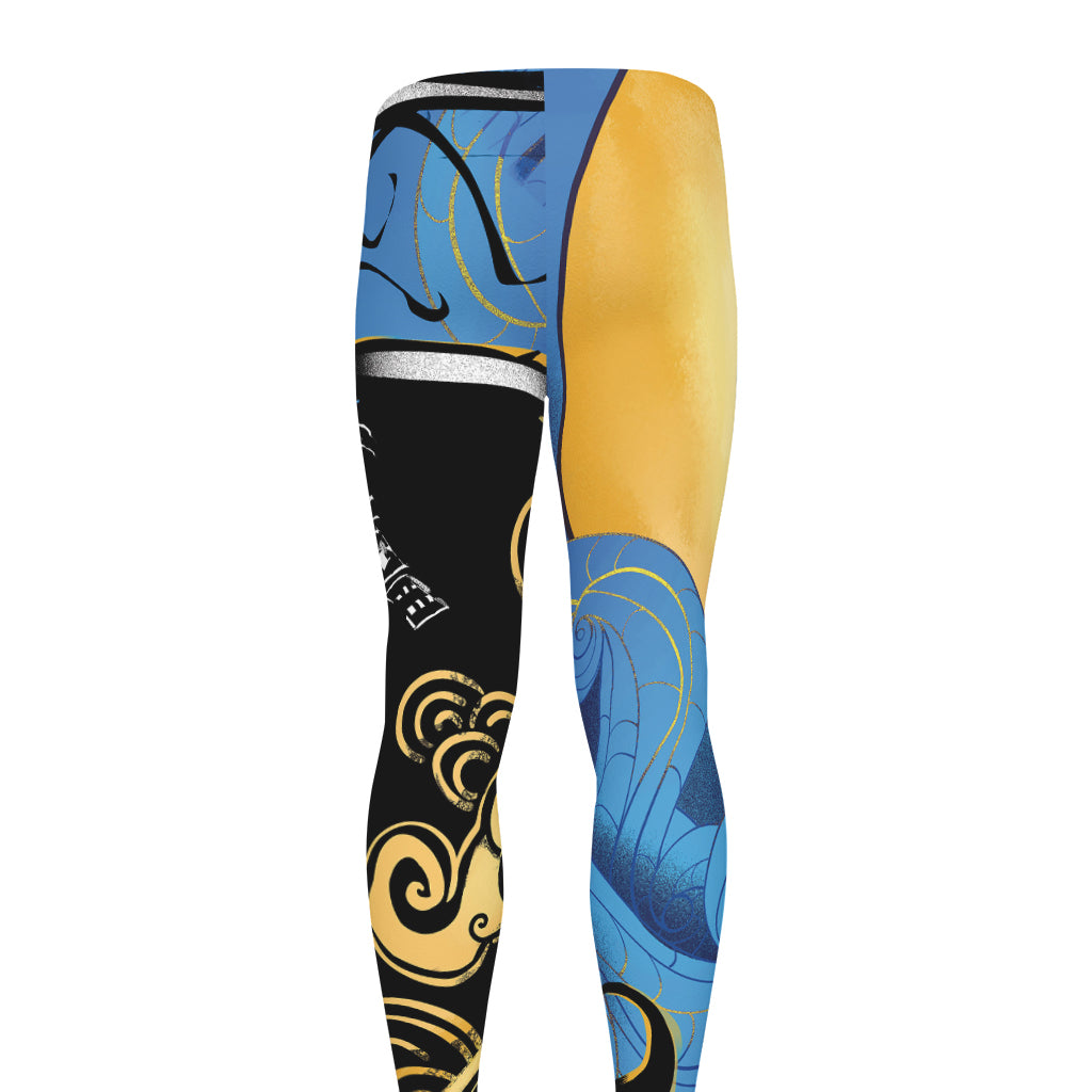 Blue Sky And Golden Sun Samurai Print Men's leggings