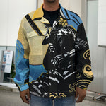 Blue Sky And Golden Sun Samurai Print Men's Shirt Jacket