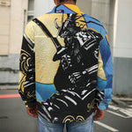 Blue Sky And Golden Sun Samurai Print Men's Shirt Jacket