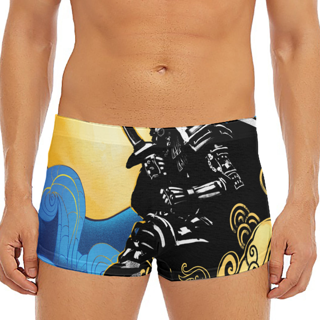 Blue Sky And Golden Sun Samurai Print Men's Short Boxer Briefs
