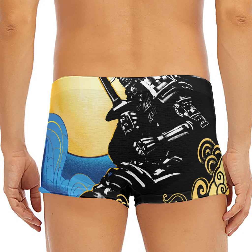Blue Sky And Golden Sun Samurai Print Men's Short Boxer Briefs