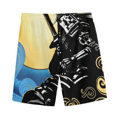 Blue Sky And Golden Sun Samurai Print Men's Sports Shorts
