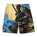 Blue Sky And Golden Sun Samurai Print Men's Swim Trunks