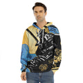 Blue Sky And Golden Sun Samurai Print Men's Velvet Pullover Hoodie