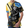 Blue Sky And Golden Sun Samurai Print Men's Velvet T-Shirt