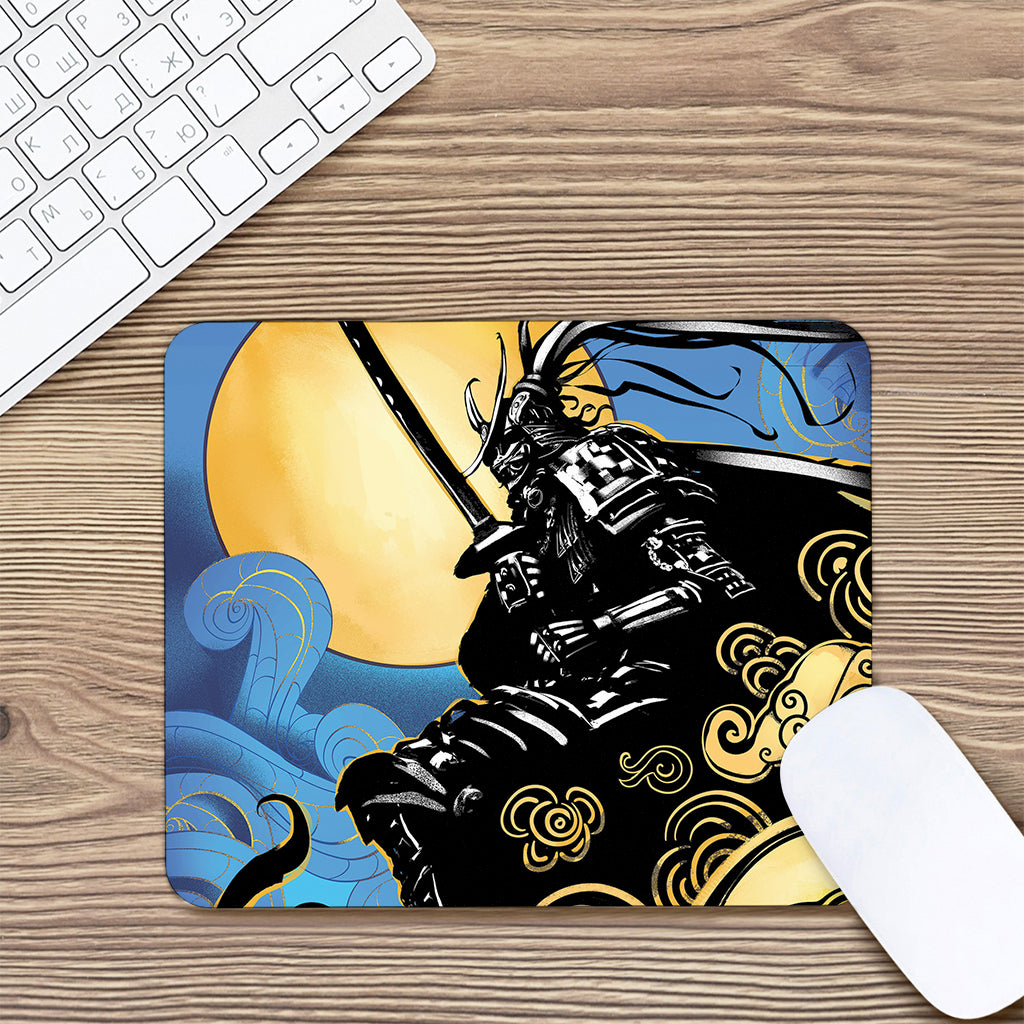 Blue Sky And Golden Sun Samurai Print Mouse Pad
