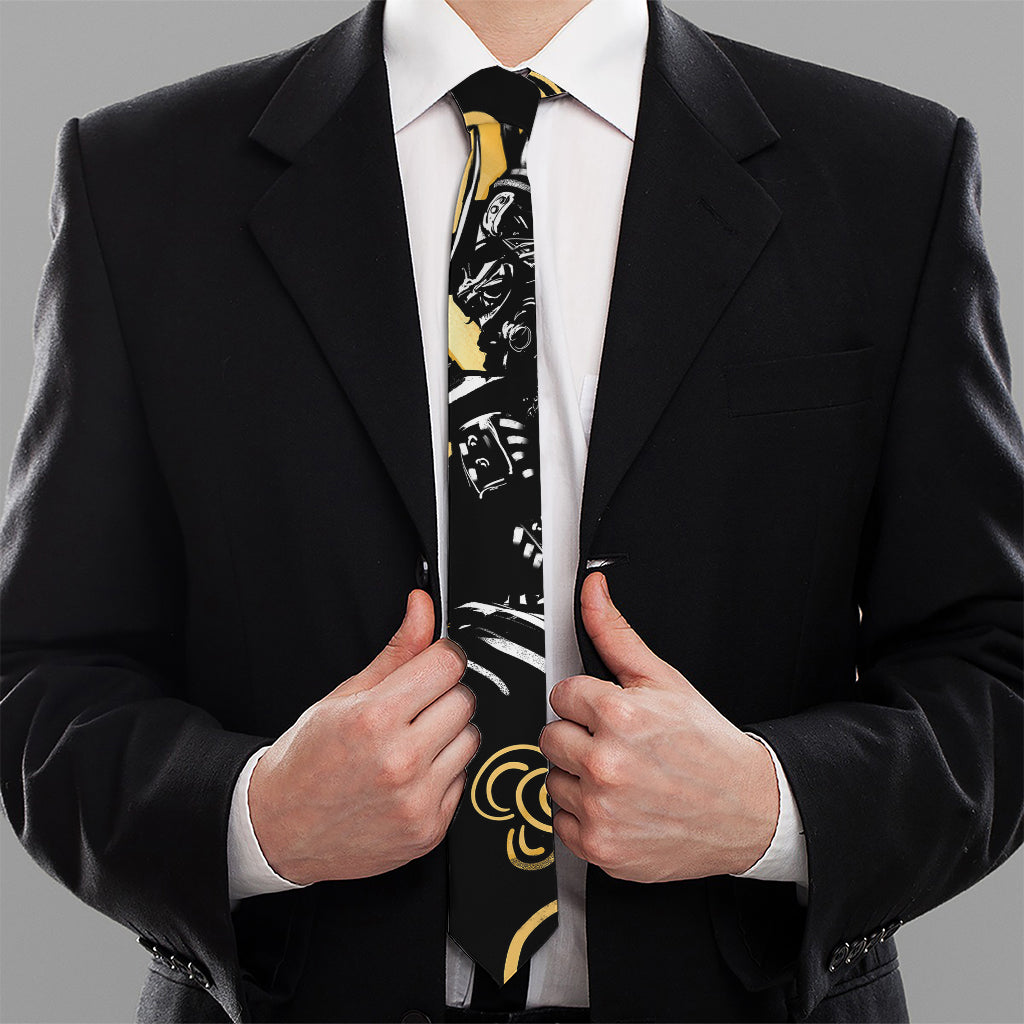 Blue Sky And Golden Sun Samurai Print Necktie