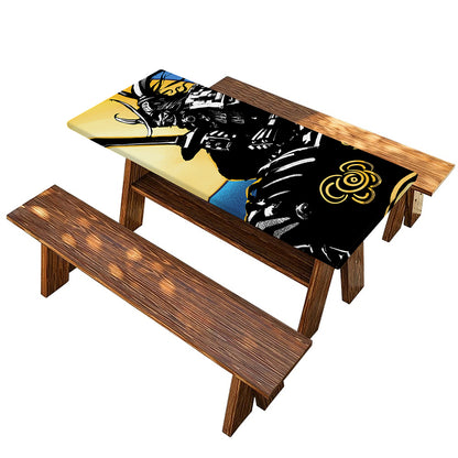 Blue Sky And Golden Sun Samurai Print Picnic Table Cover