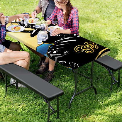 Blue Sky And Golden Sun Samurai Print Picnic Table Cover