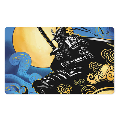 Blue Sky And Golden Sun Samurai Print Polyester Doormat