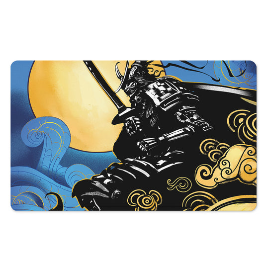 Blue Sky And Golden Sun Samurai Print Polyester Doormat