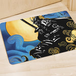 Blue Sky And Golden Sun Samurai Print Polyester Doormat
