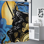 Blue Sky And Golden Sun Samurai Print Premium Shower Curtain