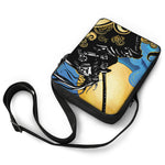 Blue Sky And Golden Sun Samurai Print Rectangular Crossbody Bag