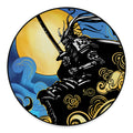 Blue Sky And Golden Sun Samurai Print Round Floor Mat