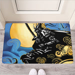 Blue Sky And Golden Sun Samurai Print Rubber Doormat