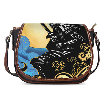 Blue Sky And Golden Sun Samurai Print Saddle Bag