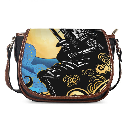 Blue Sky And Golden Sun Samurai Print Saddle Bag