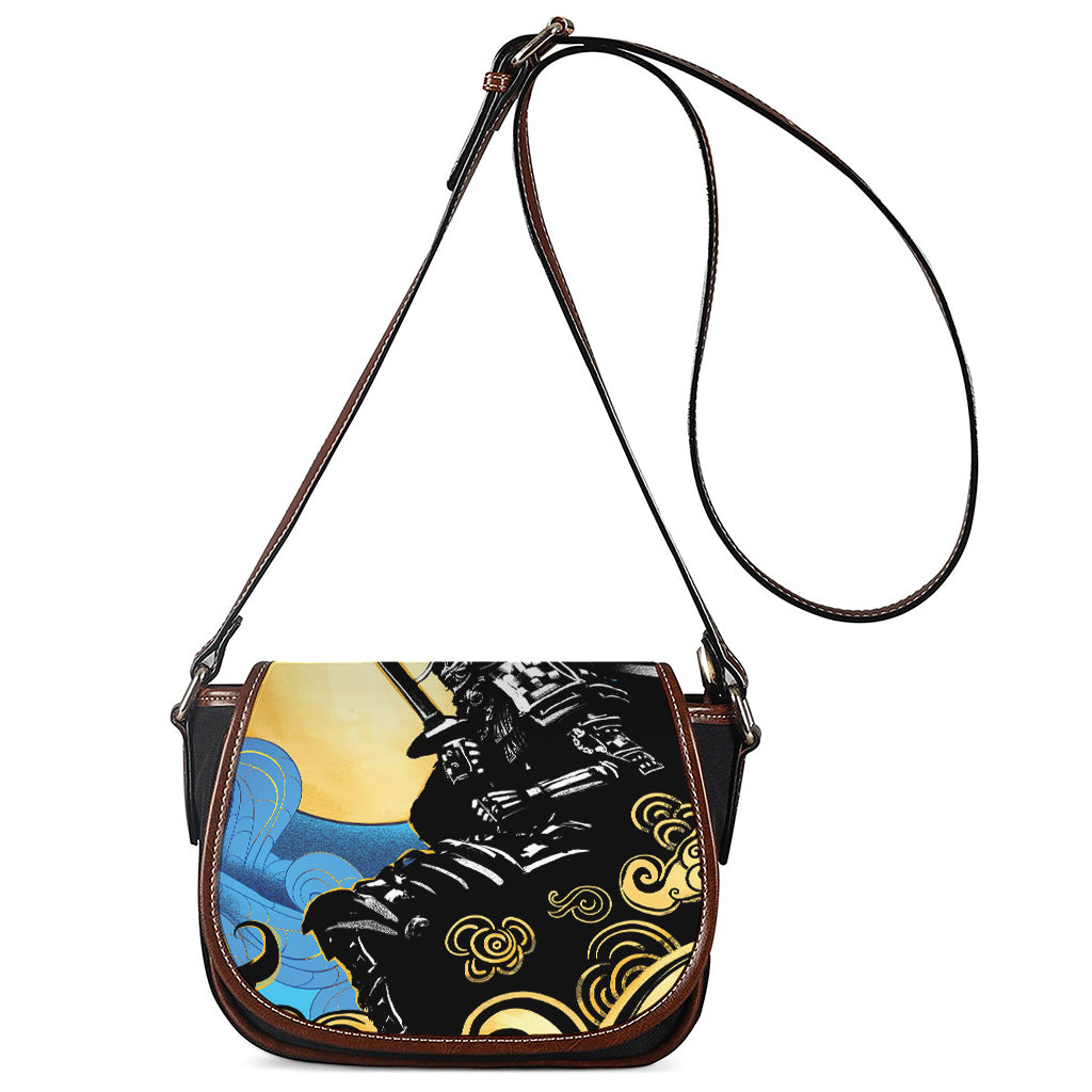 Blue Sky And Golden Sun Samurai Print Saddle Bag