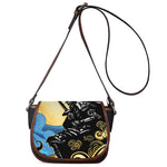 Blue Sky And Golden Sun Samurai Print Saddle Bag