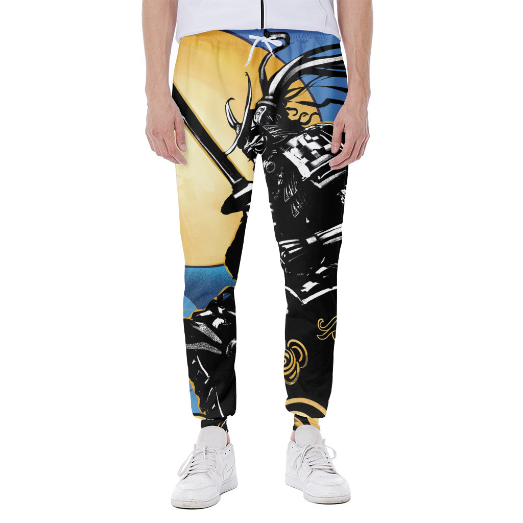Blue Sky And Golden Sun Samurai Print Scuba Joggers
