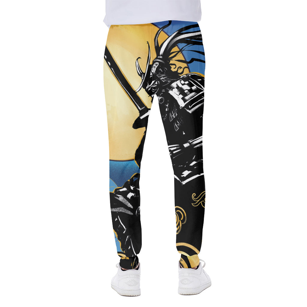 Blue Sky And Golden Sun Samurai Print Scuba Joggers
