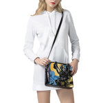 Blue Sky And Golden Sun Samurai Print Shoulder Handbag