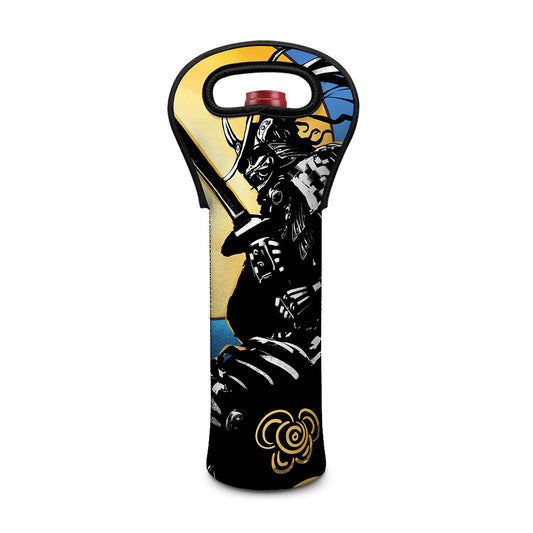 Blue Sky And Golden Sun Samurai Print Single Neoprene Wine Tote