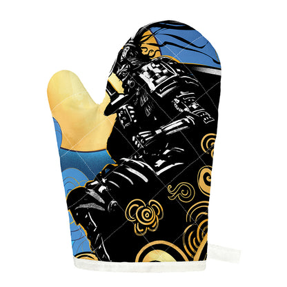 Blue Sky And Golden Sun Samurai Print Single Oven Mitt