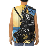Blue Sky And Golden Sun Samurai Print Sleeveless Baseball Jersey