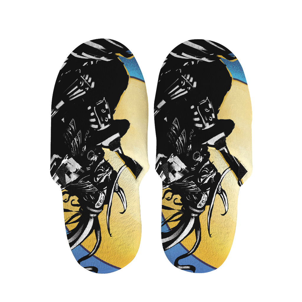Blue Sky And Golden Sun Samurai Print Slippers