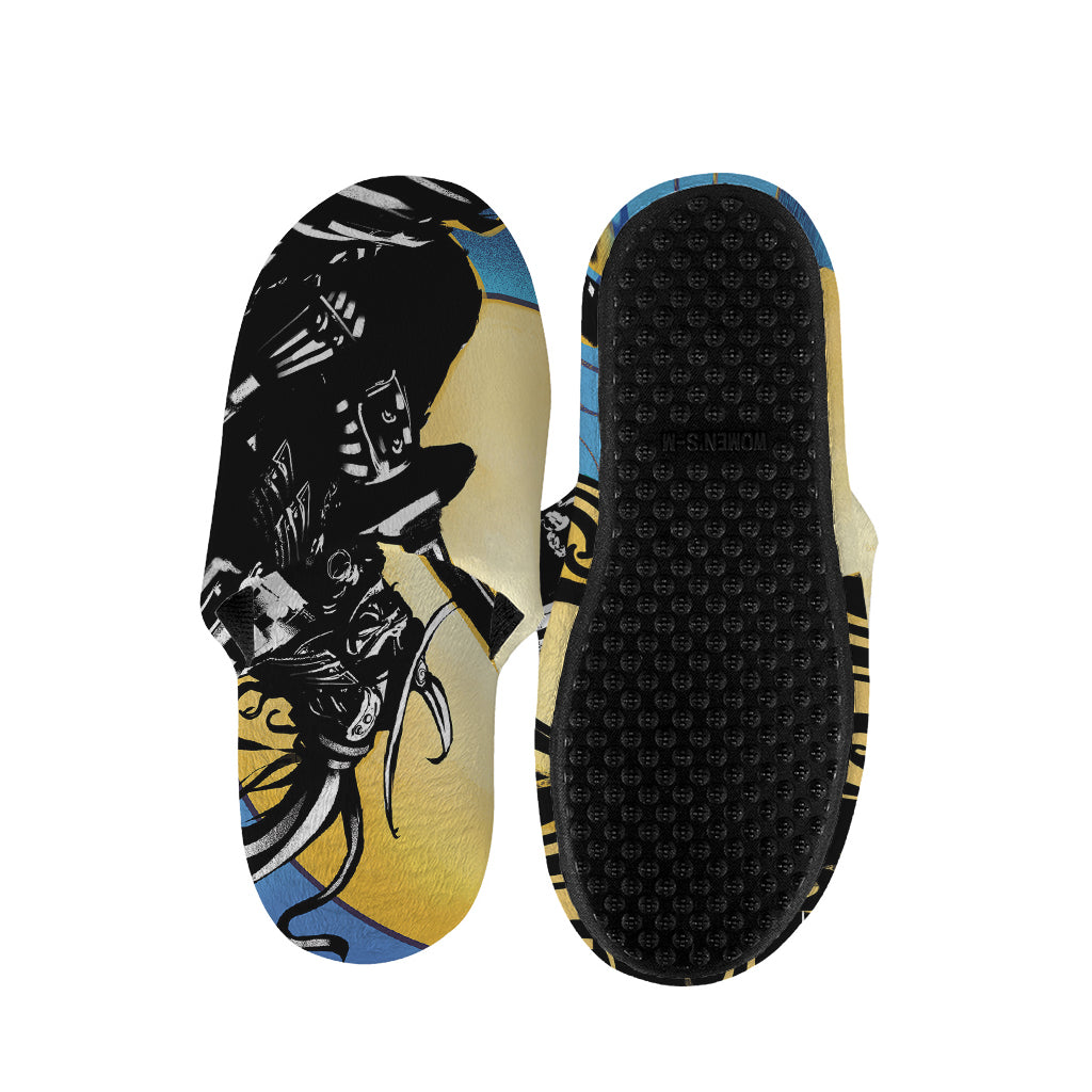 Blue Sky And Golden Sun Samurai Print Slippers