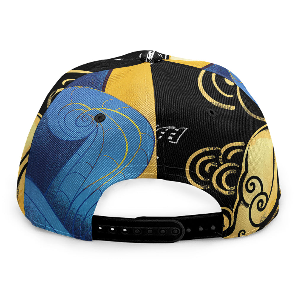Blue Sky And Golden Sun Samurai Print Snapback Cap