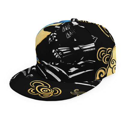 Blue Sky And Golden Sun Samurai Print Snapback Cap