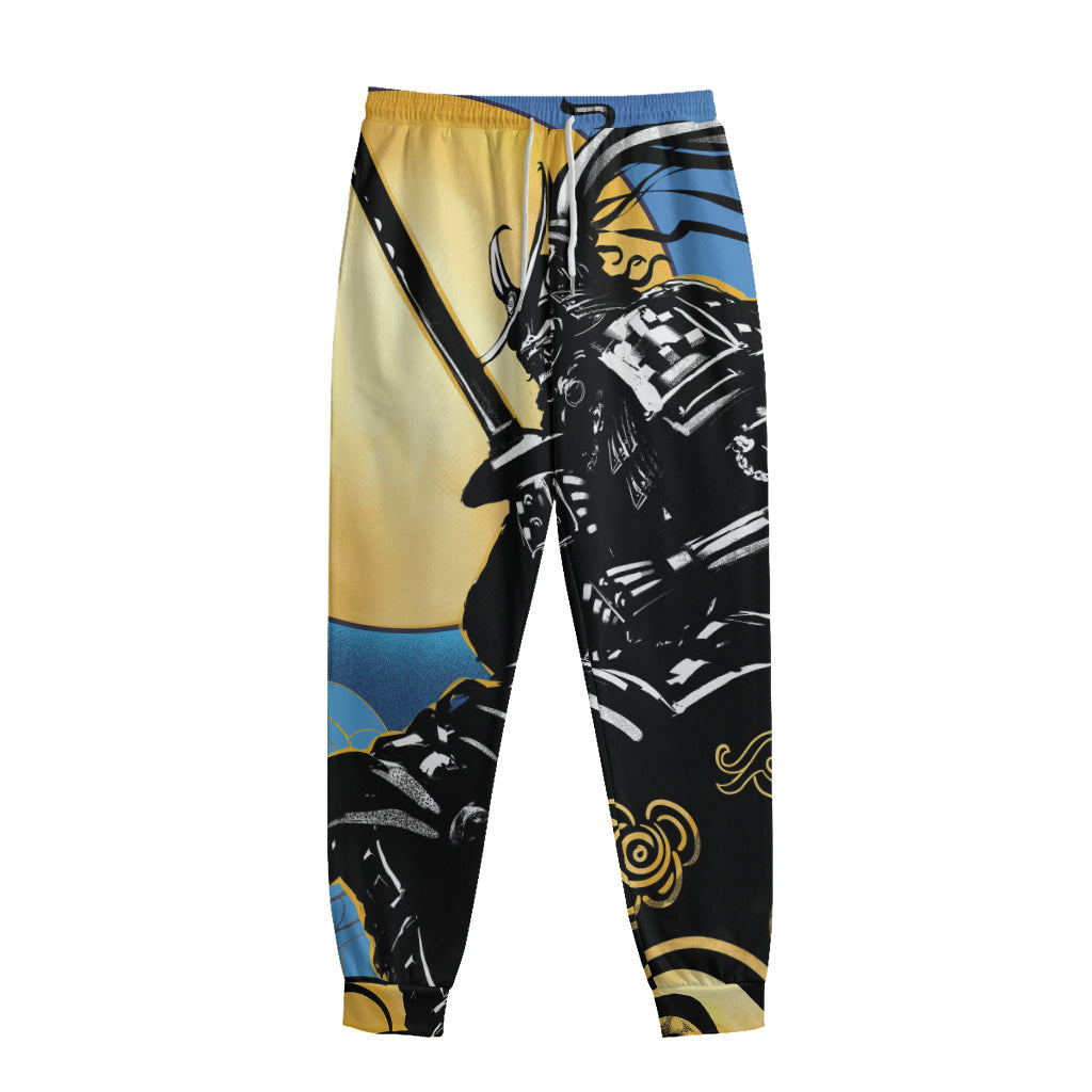 Blue Sky And Golden Sun Samurai Print Sweatpants