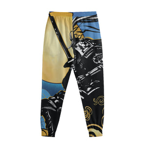 Blue Sky And Golden Sun Samurai Print Sweatpants