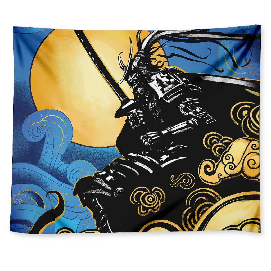 Blue Sky And Golden Sun Samurai Print Tapestry