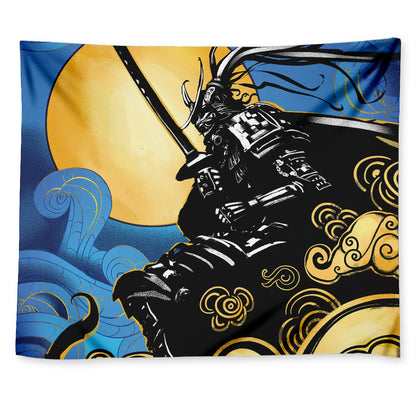 Blue Sky And Golden Sun Samurai Print Tapestry