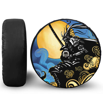Blue Sky And Golden Sun Samurai Print Tire Cover With Camera Hole