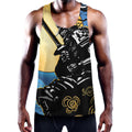 Blue Sky And Golden Sun Samurai Print Men's Workout Tank Top